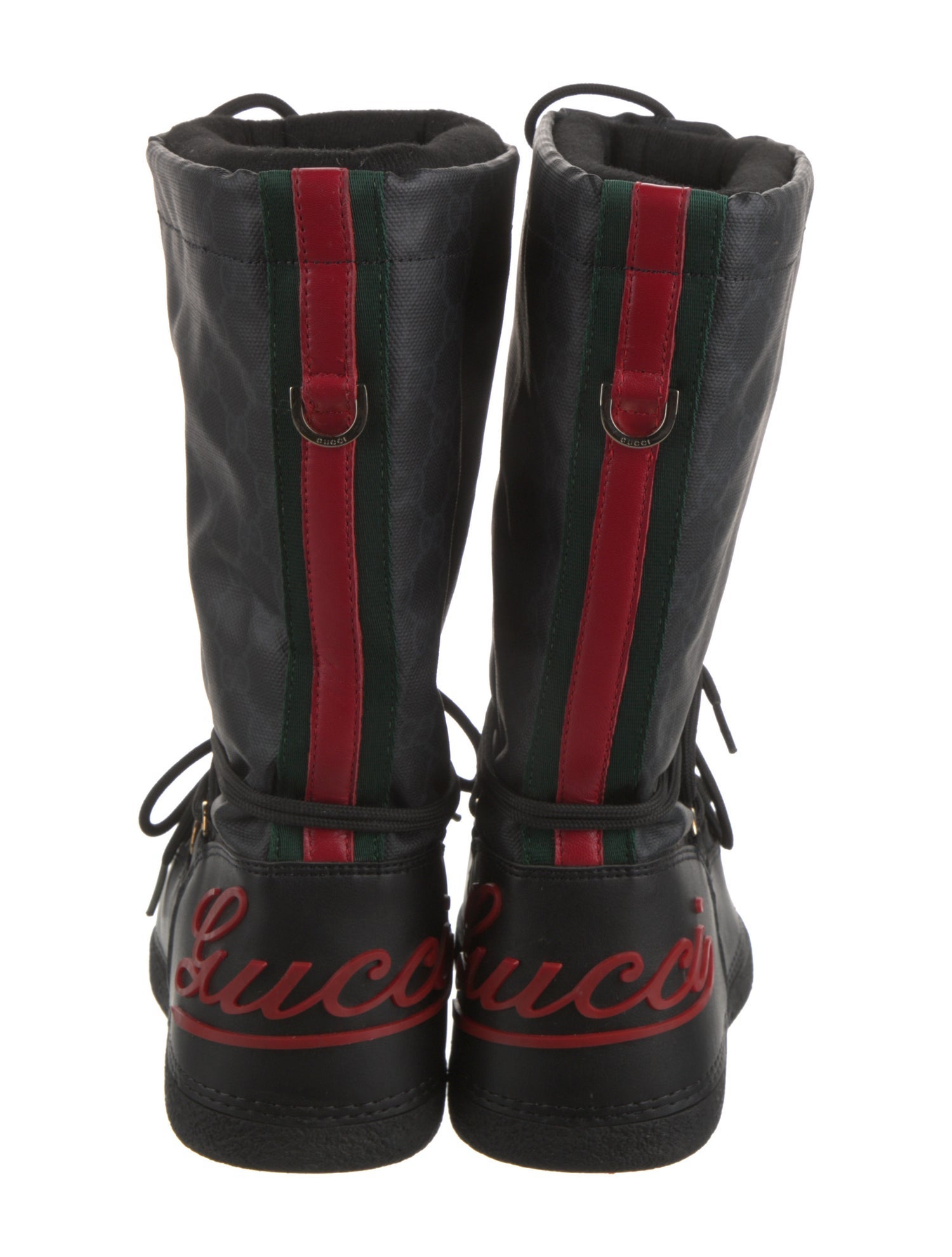 Gucci GG Supreme Grosgrain Trim Lace-Up Boots